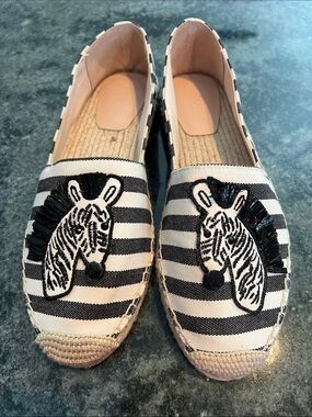 kate spade Black & White Striped Zebra Espadrilles